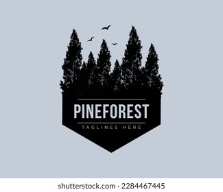 coniferous pine forest emblem logo template