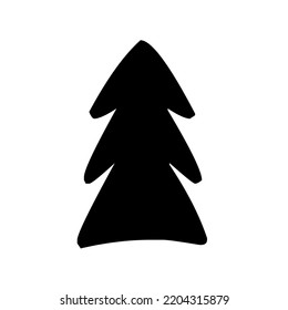 Coniferous tree, conifer, pine, fir, graphic, vector, illustration in black color, isolated on white background