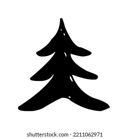 Árbol de coníferas, coníferas, pino, abeto, gráfico, vector, ilustración en color negro, aislado en fondo blanco
