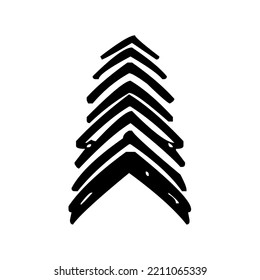 Árbol de coníferas, coníferas, pino, abeto, gráfico, vector, ilustración en color negro, aislado en fondo blanco