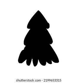 Nadelbaum mit Kronen, Nadelbäume, Kiefer, Tanne, Jungfische, Fichte, Natur, Grafik, Vektorgrafik, Illustration in schwarzer Farbe einzeln auf weißem Hintergrund