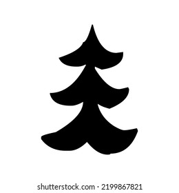 Árbol de coníferas con corona, coníferas, pino, abeto, enebro, abeto, naturaleza, gráfico, vector, ilustración en color negro, aislado en fondo blanco