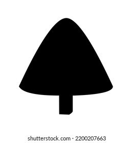 Coniferous tree with crown, conifer, pine, fir, juniper, spruce, nature, graphic, vector, illustration in black color, isolated on white background