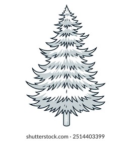 Coniferous tree monochrome vintage label with Christmas fir for banner design inviting to xmas festival and winter holidays vector illustration