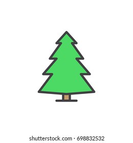 Coniferous tree, pine filled outline icon, line vector sign, linear colorful pictogram isolated on white. Symbol, logo illustration. Pixel perfect vector graphics