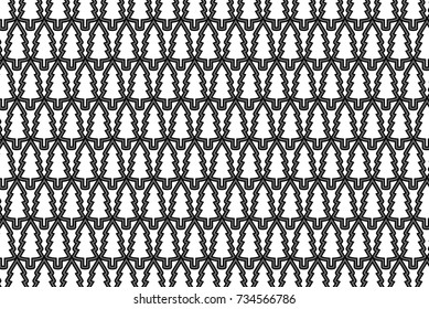 Coniferous tree - vector pattern, Black tree on a white background