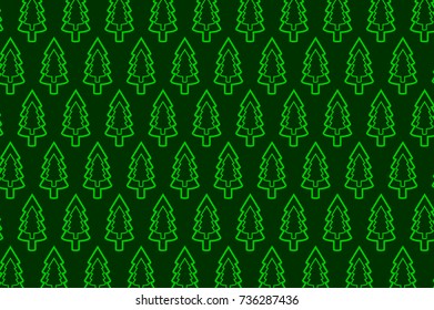 Coniferous tree - vector pattern, Green tree on a green background