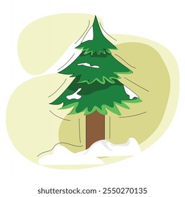 coniferous trees covered with snowdrifts vector illustration