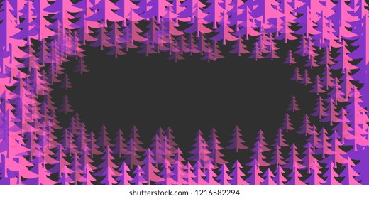 Coniferous trees. Drawn Christmas trees. Christmas tree card background. Vector graphics