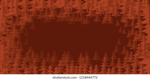 Coniferous trees. Drawn Christmas trees. Christmas tree card background. Vector graphics