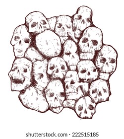 Conjoined grungy stylized skull for prints and patterns