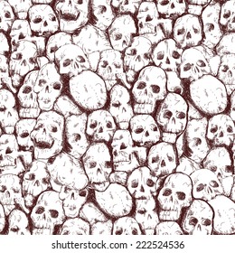 Conjoined grungy stylized skull for prints and patterns