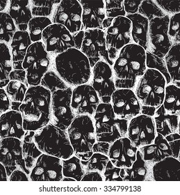 Conjoined grungy stylized skull for prints and patterns