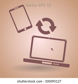 conjugation  between the phone and a laptop vector illustration