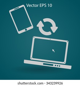 conjugation  between the phone and a laptop vector illustration