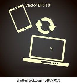 conjugation  between the phone and a laptop vector illustration