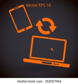 conjugation  between the phone and a laptop vector illustration