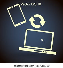 conjugation  between the phone and a laptop vector illustration