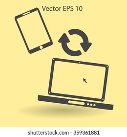 conjugation  between the phone and a laptop vector illustration