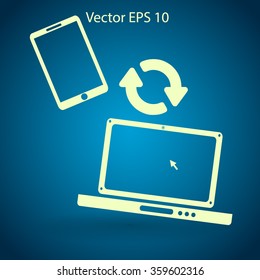 conjugation  between the phone and a laptop vector illustration