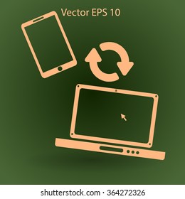 conjugation  between the phone and a laptop vector illustration