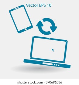 conjugation  between the phone and a laptop vector illustration