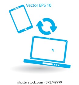 conjugation  between the phone and a laptop vector illustration