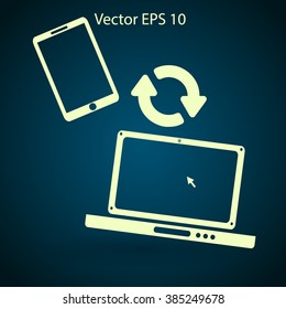 conjugation  between the phone and a laptop vector illustration