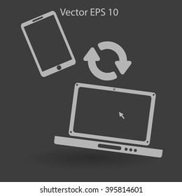 conjugation  between the phone and a laptop vector illustration