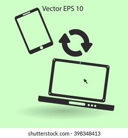 conjugation  between the phone and a laptop vector illustration