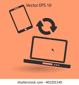 conjugation  between the phone and a laptop vector illustration