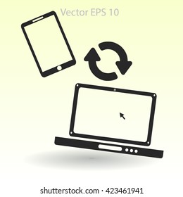 conjugation  between the phone and a laptop vector illustration