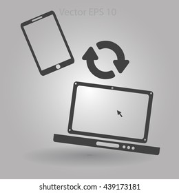 conjugation  between the phone and a laptop vector illustration