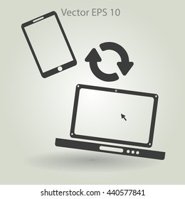 conjugation  between the phone and a laptop vector illustration