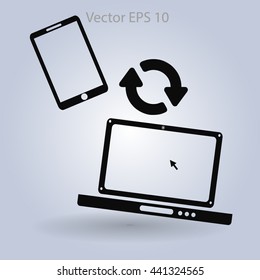 conjugation  between the phone and a laptop vector illustration