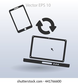 conjugation  between the phone and a laptop vector illustration