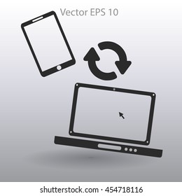 conjugation  between the phone and a laptop vector illustration