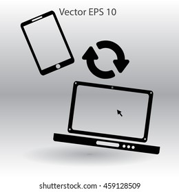 conjugation  between the phone and a laptop vector illustration