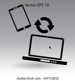 conjugation  between the phone and a laptop vector illustration