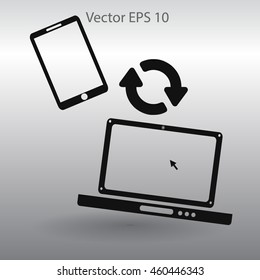 conjugation  between the phone and a laptop vector illustration