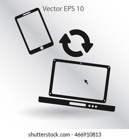 conjugation  between the phone and a laptop vector illustration