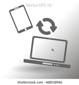 conjugation  between the phone and a laptop vector illustration