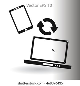 conjugation  between the phone and a laptop vector illustration