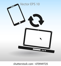 conjugation  between the phone and a laptop vector illustration