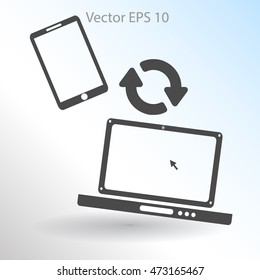 conjugation  between the phone and a laptop vector illustration