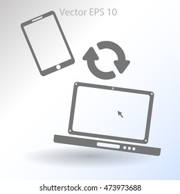 conjugation  between the phone and a laptop vector illustration