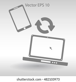 conjugation  between the phone and a laptop vector illustration