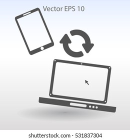 conjugation  between the phone and a laptop vector illustration