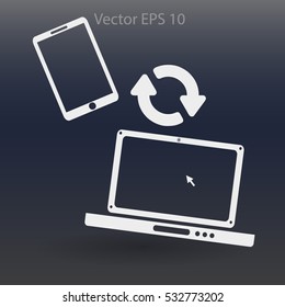 conjugation  between the phone and a laptop vector illustration