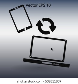 conjugation  between the phone and a laptop vector illustration